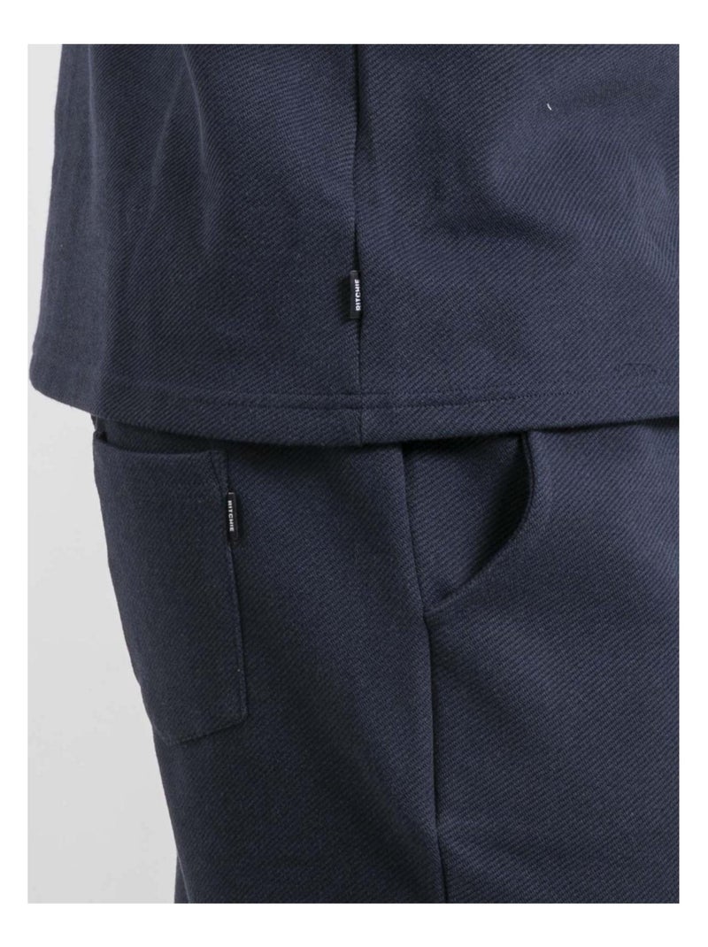 Camisa de manga corta de punto de algodón DATACUBA Azul marino - Kiabi