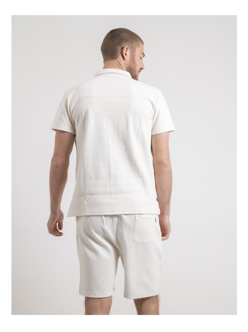 Camisa de manga corta de punto de algodón DATACUBA Beige - Kiabi