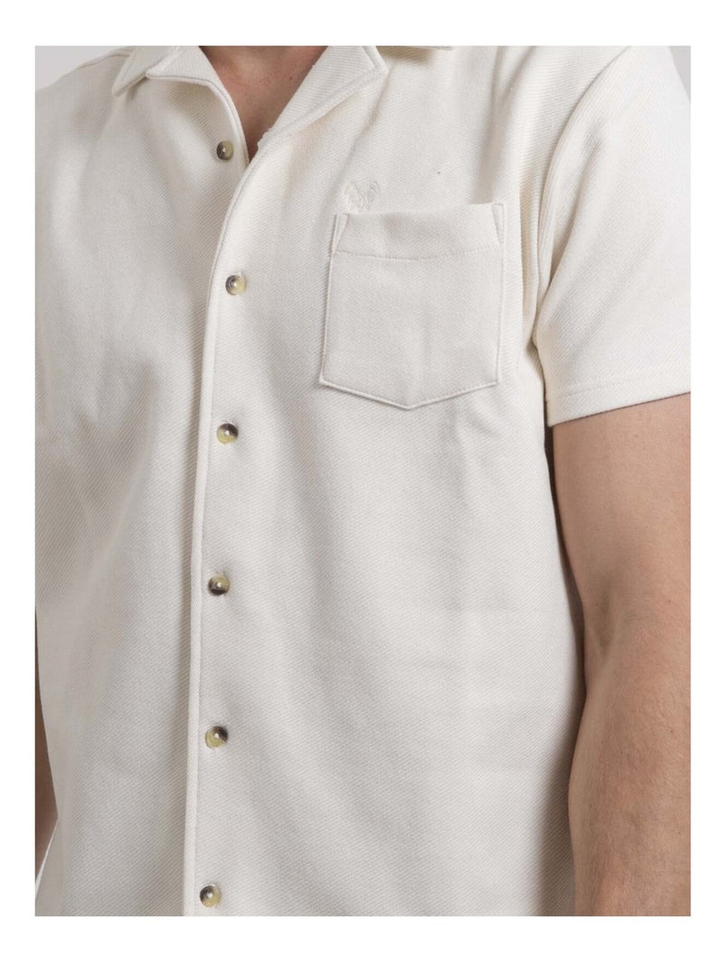 Camisa de manga corta de punto de algodón DATACUBA Beige - Kiabi