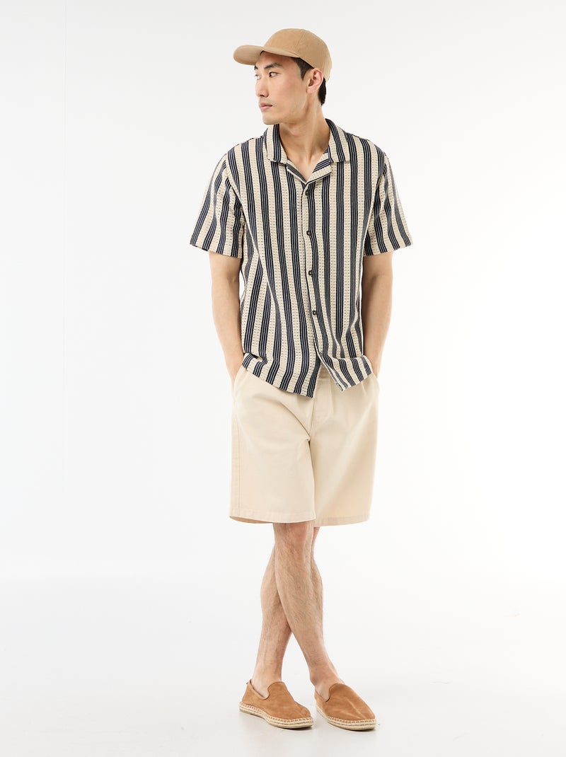 Camisa de manga corta de punto de croché Azul - Kiabi
