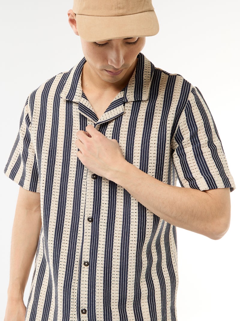 Camisa de manga corta de punto de croché Azul - Kiabi