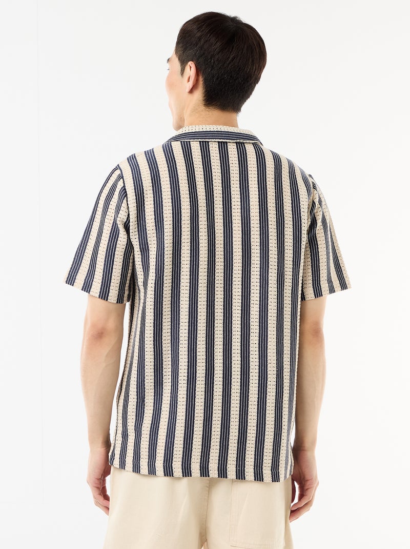 Camisa de manga corta de punto de croché Azul - Kiabi