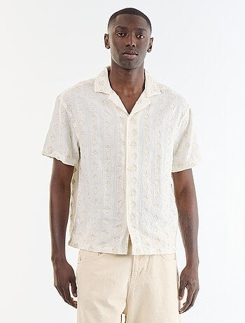 Camisa de manga corta de punto de fantasía con bordados