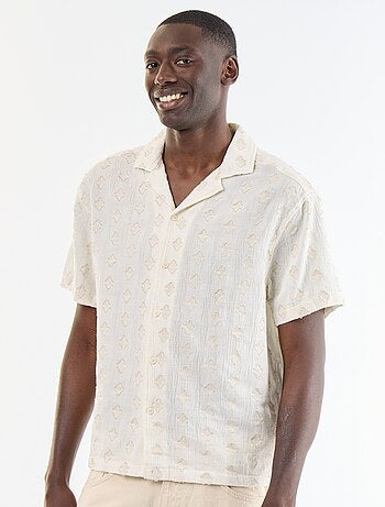 Camisa de manga corta de punto de fantasía con bordados