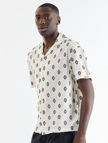 Camisa de manga corta de punto de fantasía con bordados