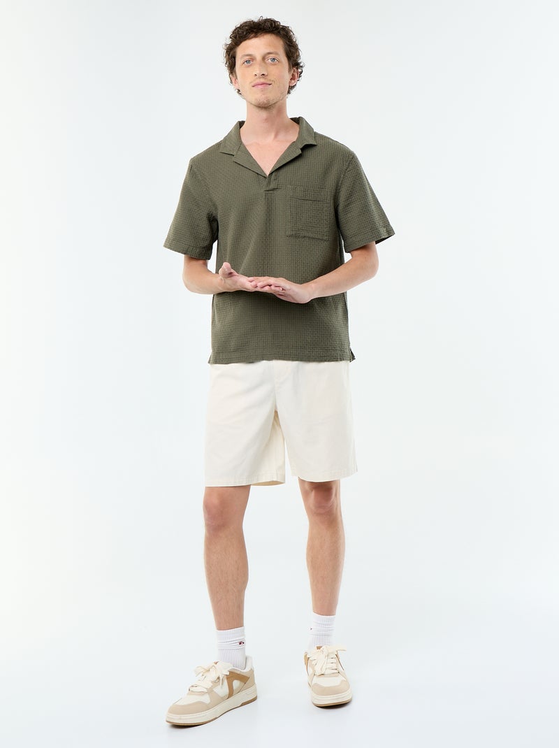 Camisa de manga corta de punto de fantasía Kaki - Kiabi