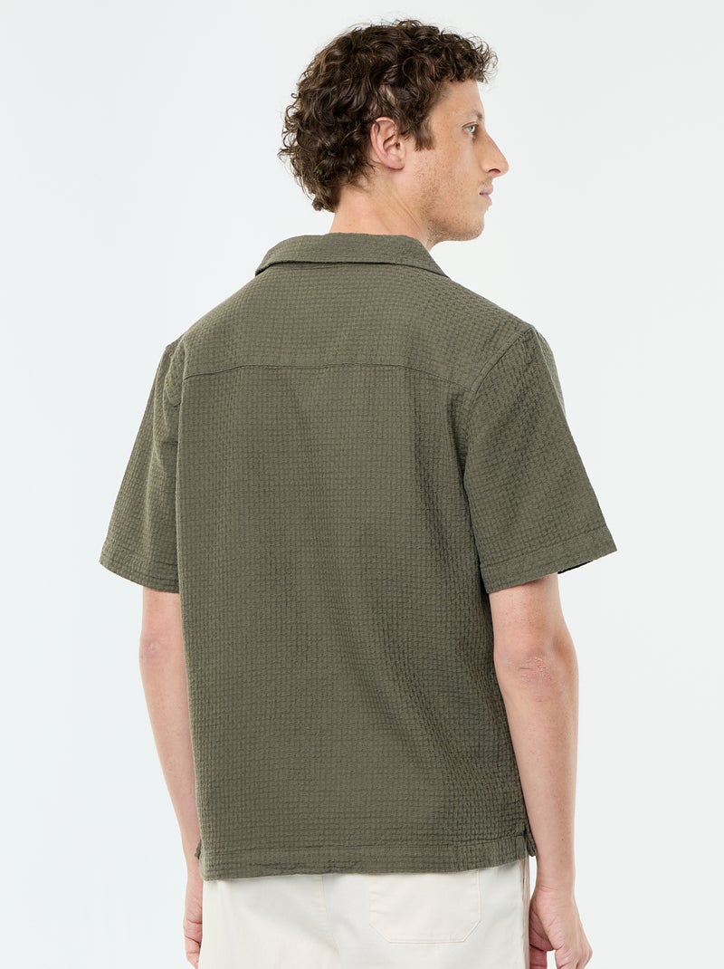 Camisa de manga corta de punto de fantasía Kaki - Kiabi