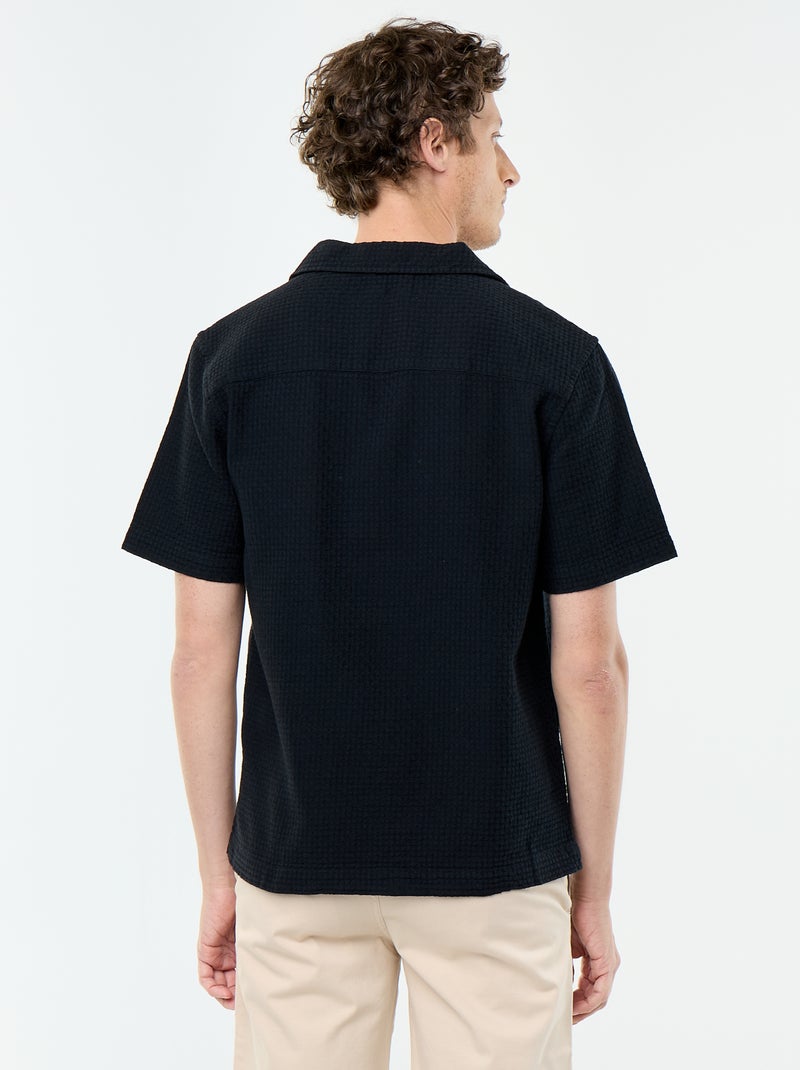 Camisa de manga corta de punto de fantasía Negro - Kiabi