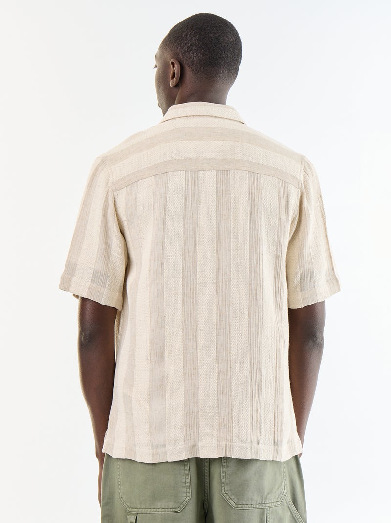 Camisa de manga corta de punto de ganchillo Beige - Kiabi