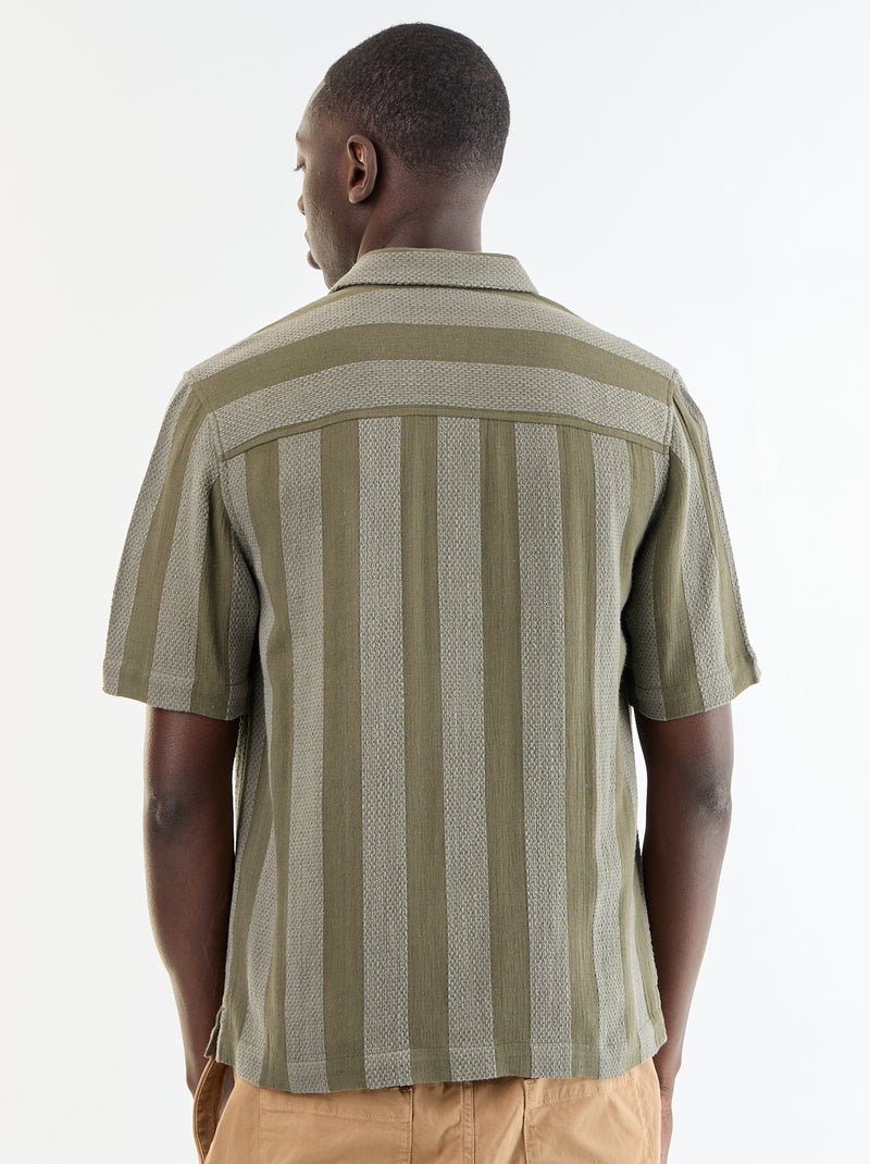 Camisa de manga corta de punto de ganchillo Kaki - Kiabi