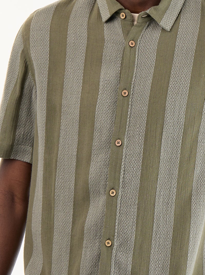 Camisa de manga corta de punto de ganchillo Kaki - Kiabi