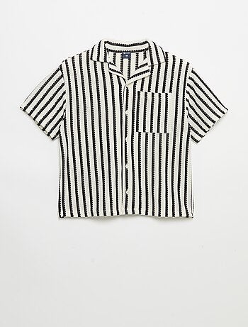 Camisa de manga corta de punto de ganchillo