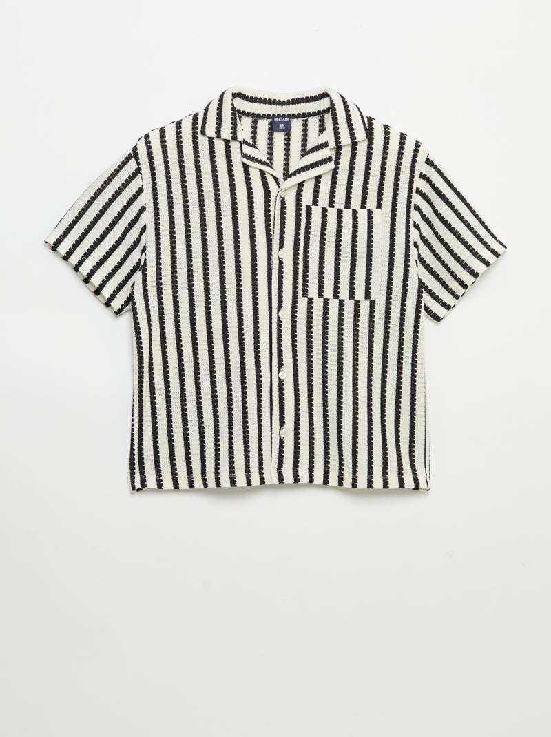 Camisa de manga corta de punto de ganchillo Negro - Kiabi