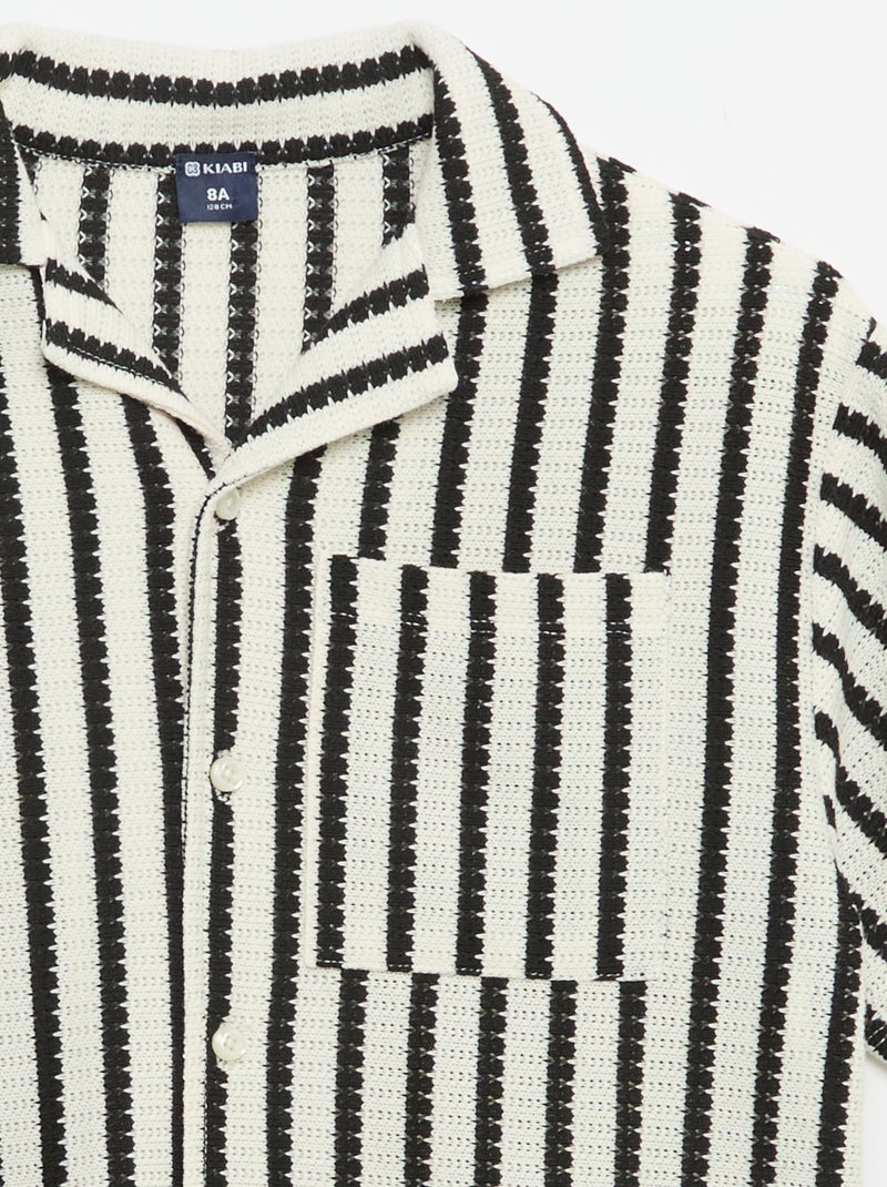 Camisa de manga corta de punto de ganchillo Negro - Kiabi