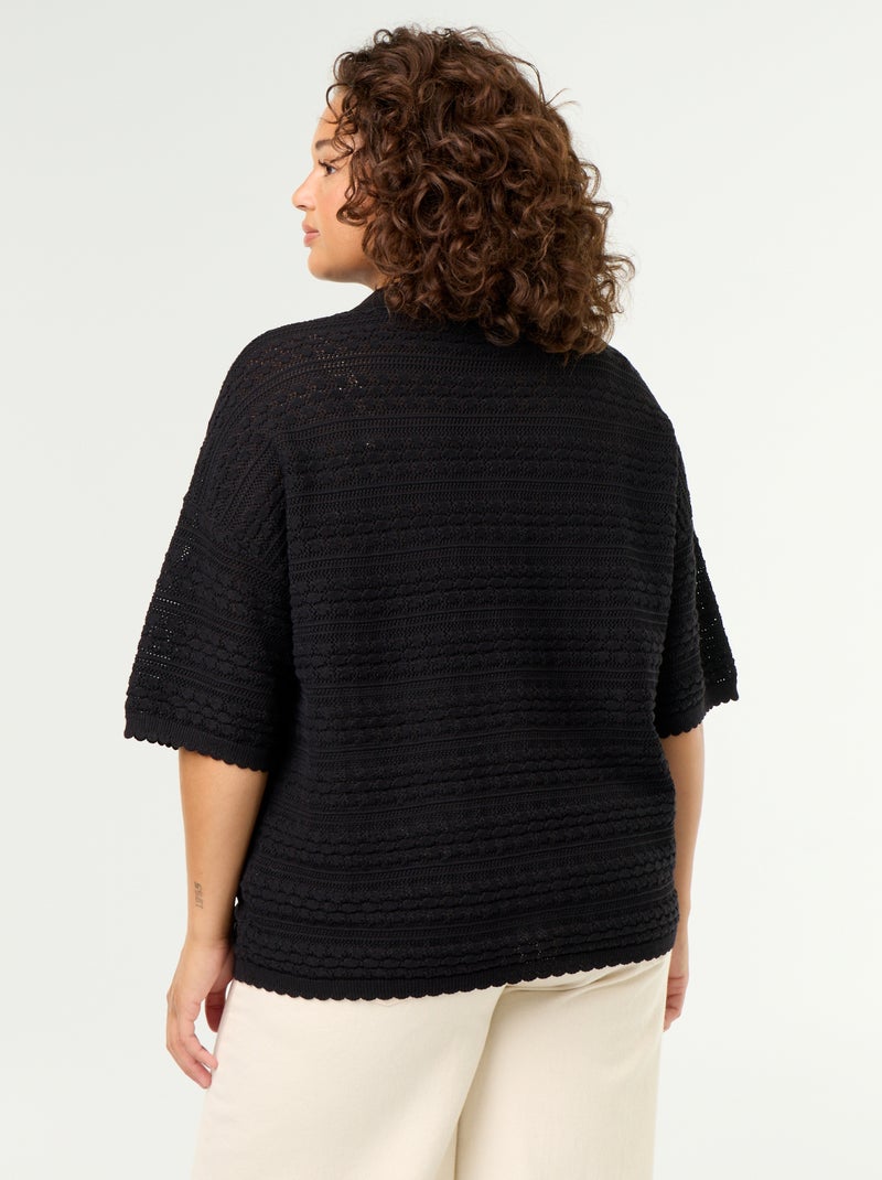Camisa de manga corta de punto de ganchillo Negro - Kiabi