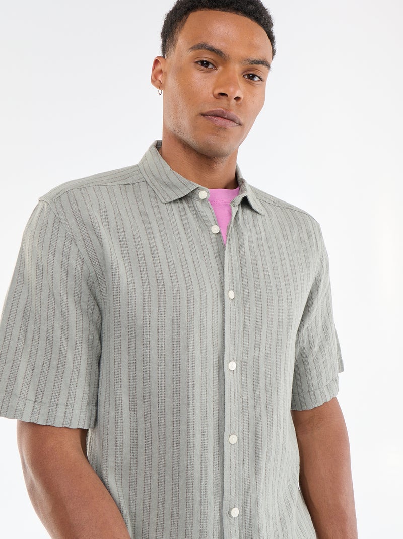 Camisa de manga corta de punto de ganchillo Verde - Kiabi
