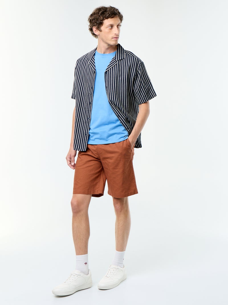 Camisa de manga corta de punto fantasía Azul - Kiabi