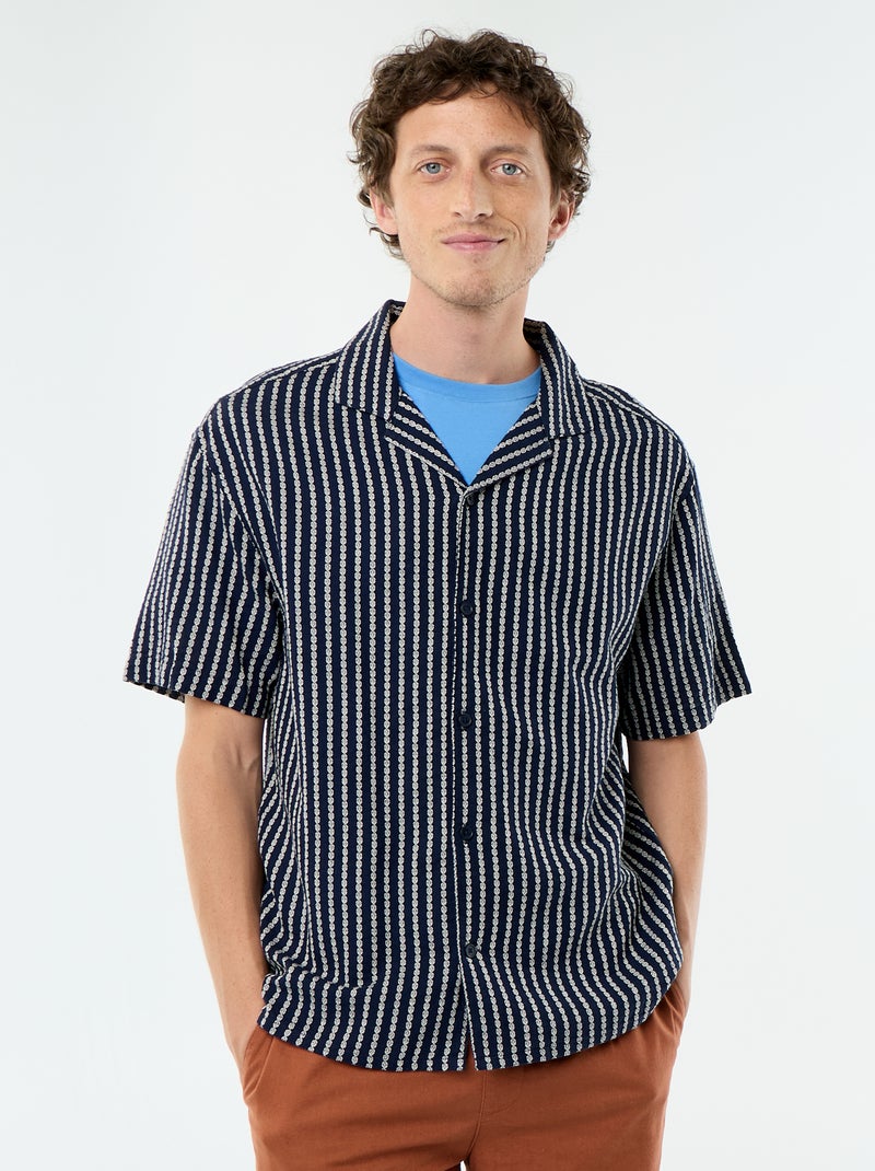 Camisa de manga corta de punto fantasía Azul - Kiabi