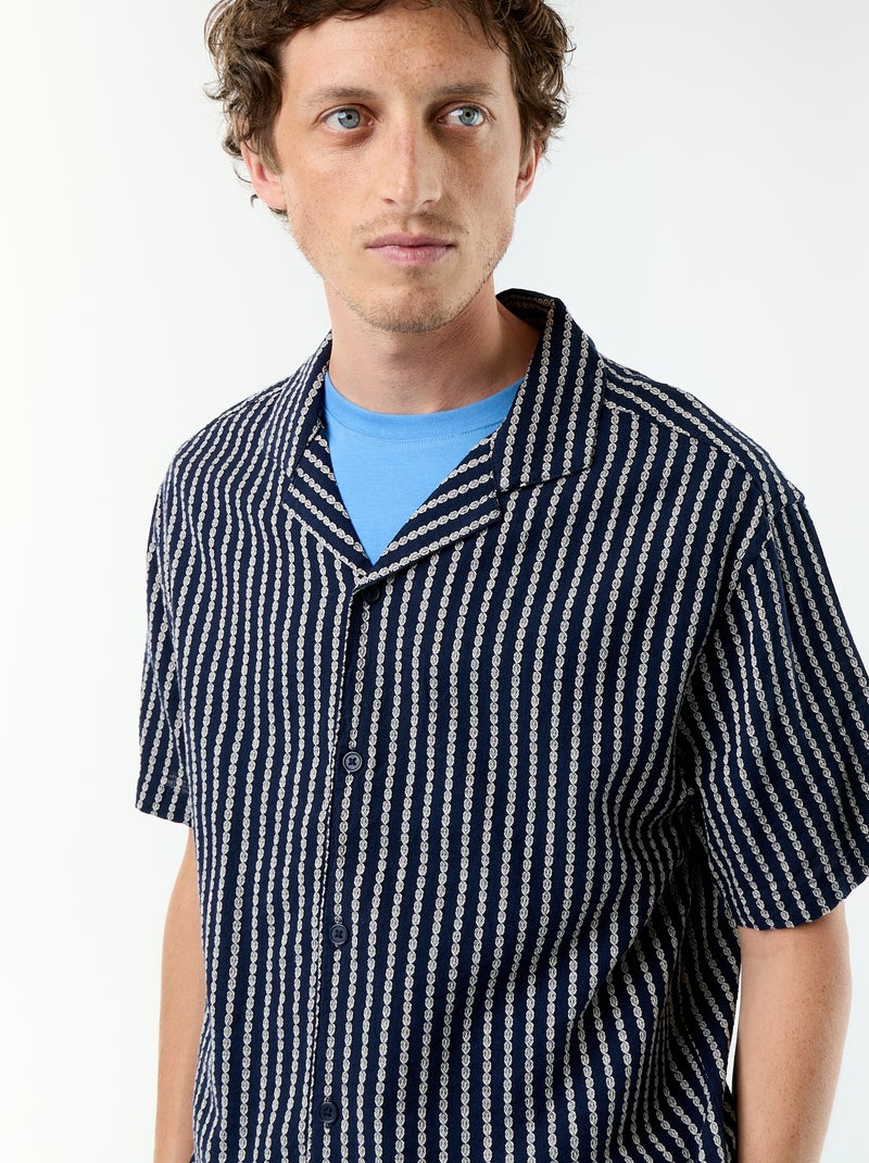 Camisa de manga corta de punto fantasía Azul - Kiabi