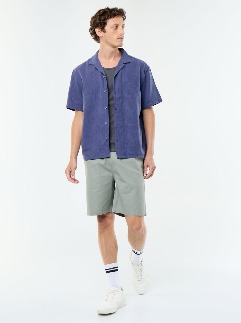 Camisa de manga corta de punto fantasía Azul - Kiabi