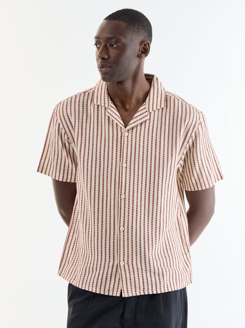 Camisa de manga corta de punto fantasía Blanco - Kiabi