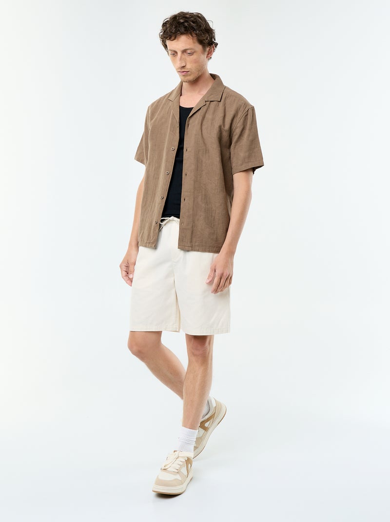 Camisa de manga corta de punto fantasía Marron - Kiabi