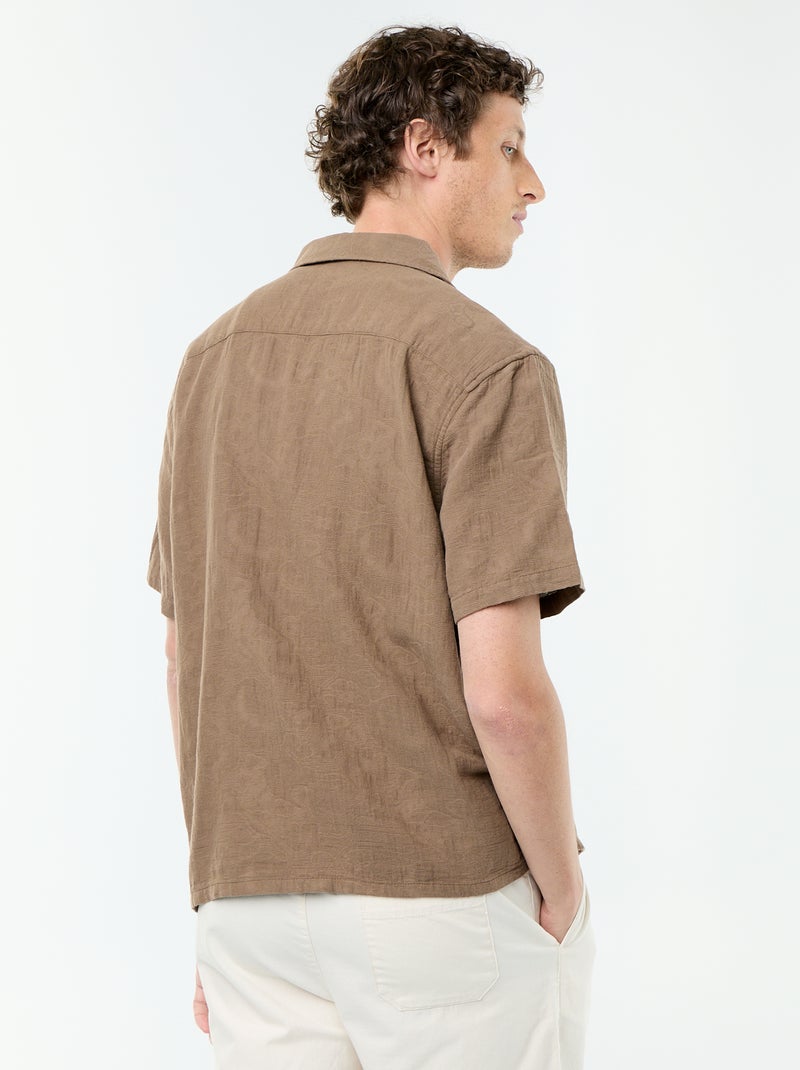 Camisa de manga corta de punto fantasía Marron - Kiabi