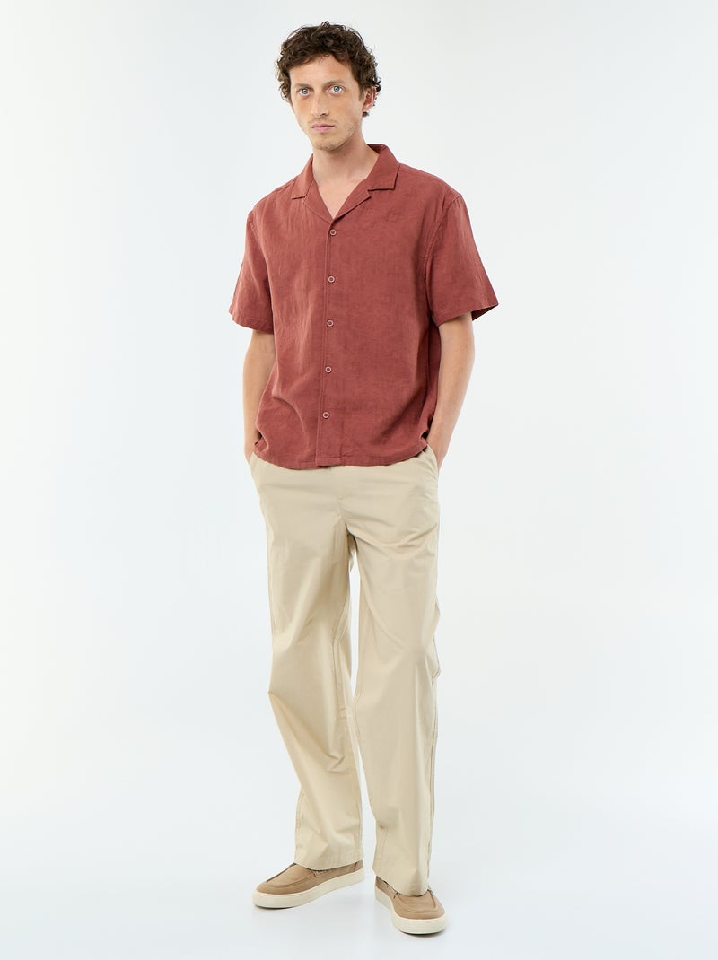 Camisa de manga corta de punto fantasía Marron - Kiabi
