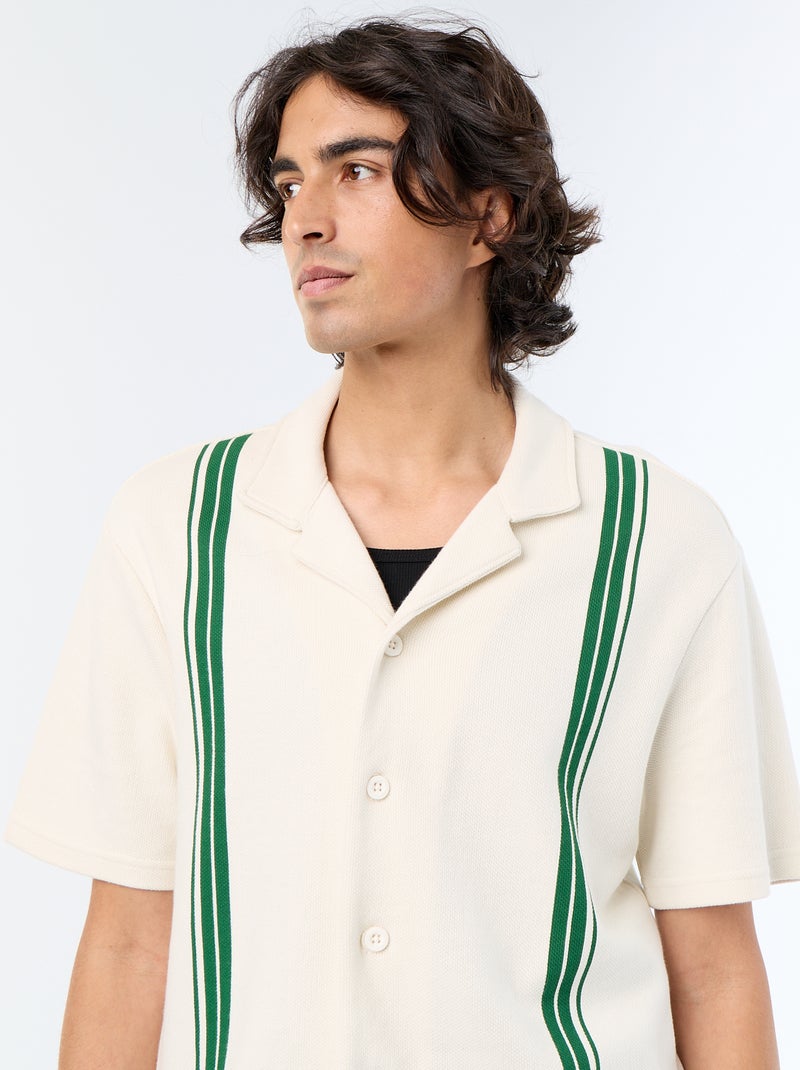 Camisa de manga corta de punto grueso Blanco - Kiabi