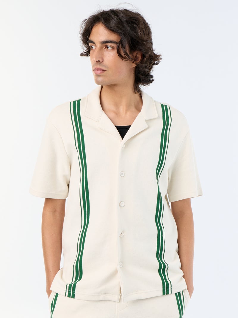 Camisa de manga corta de punto grueso Blanco - Kiabi