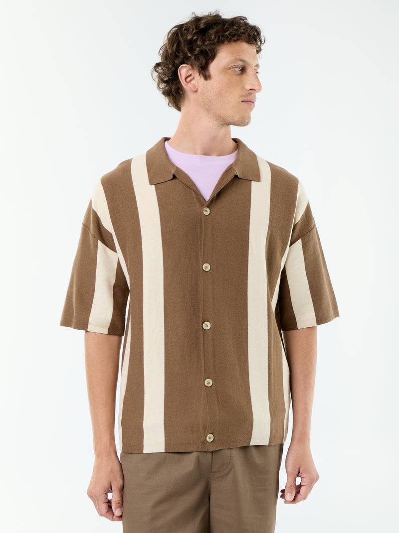 Camisa de manga corta de punto Marron - Kiabi