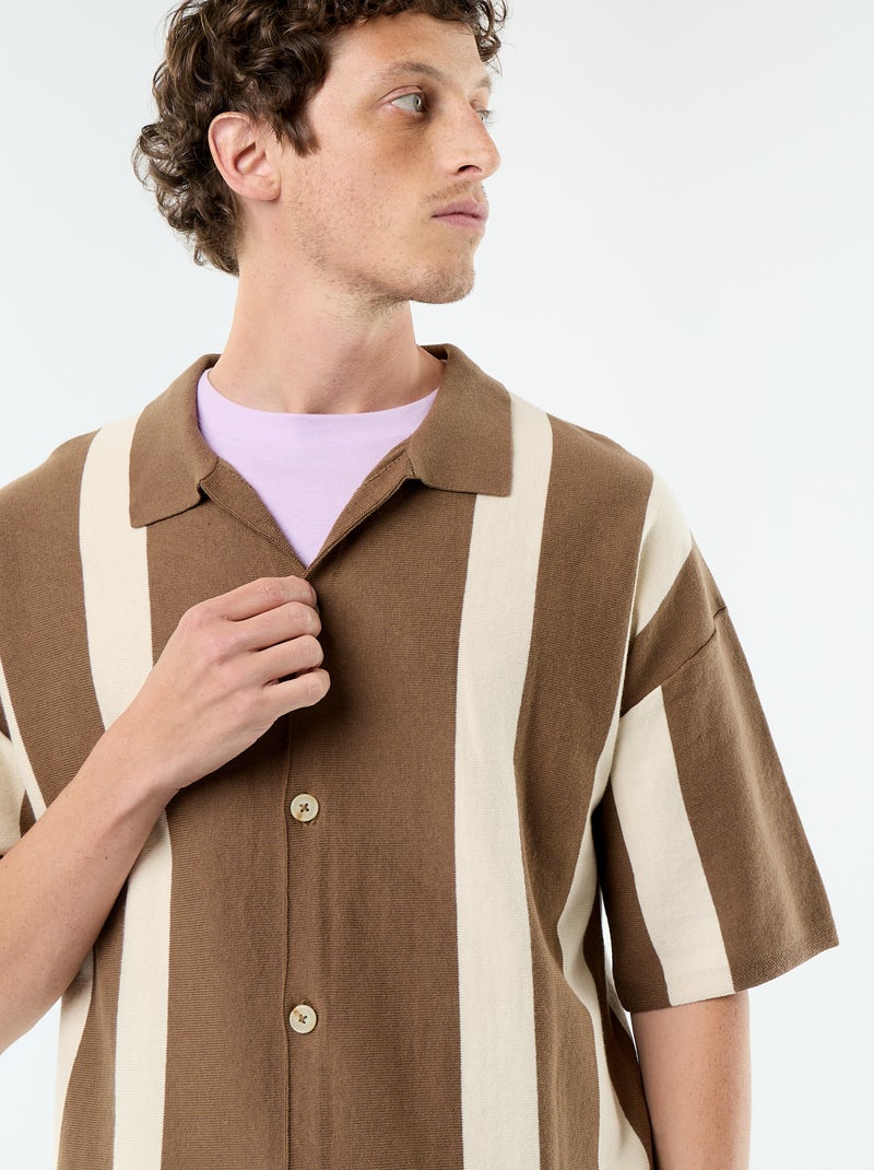 Camisa de manga corta de punto Marron - Kiabi
