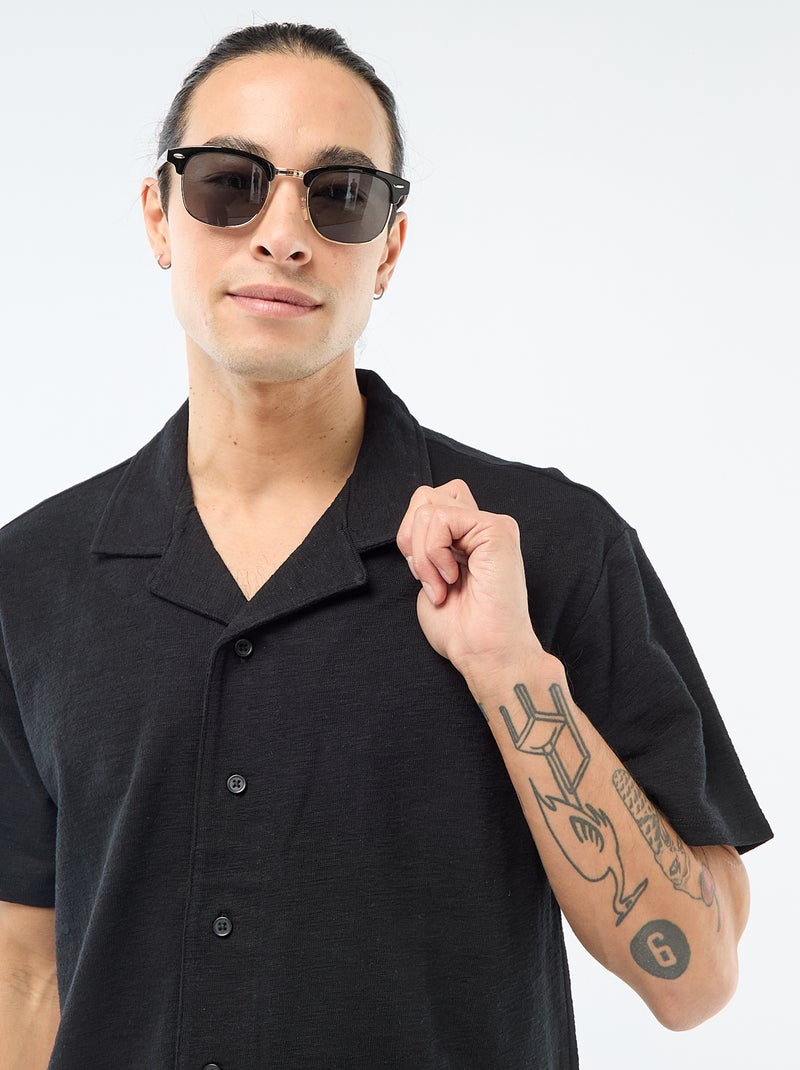 Camisa de manga corta de punto Negro - Kiabi