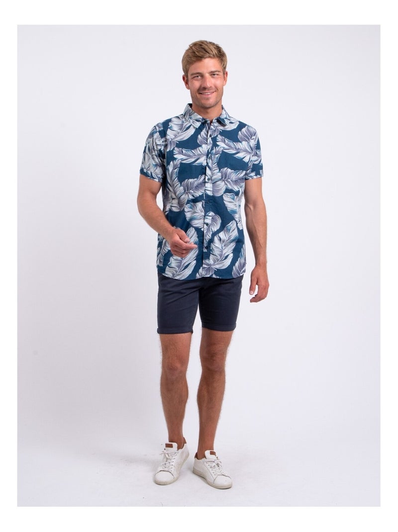 Camisa de manga corta de puro algodón estampada DETAT Azul - Kiabi