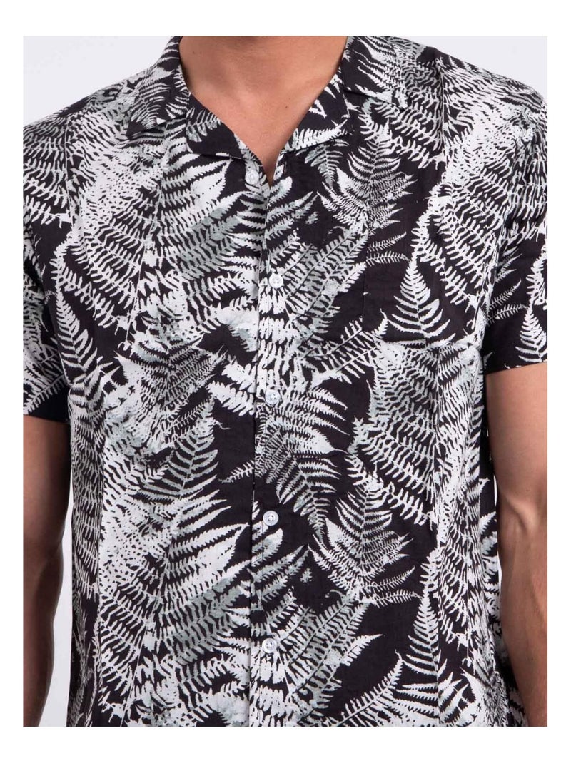 Camisa de manga corta de puro algodón estampada DIRAMIRO Negro - Kiabi
