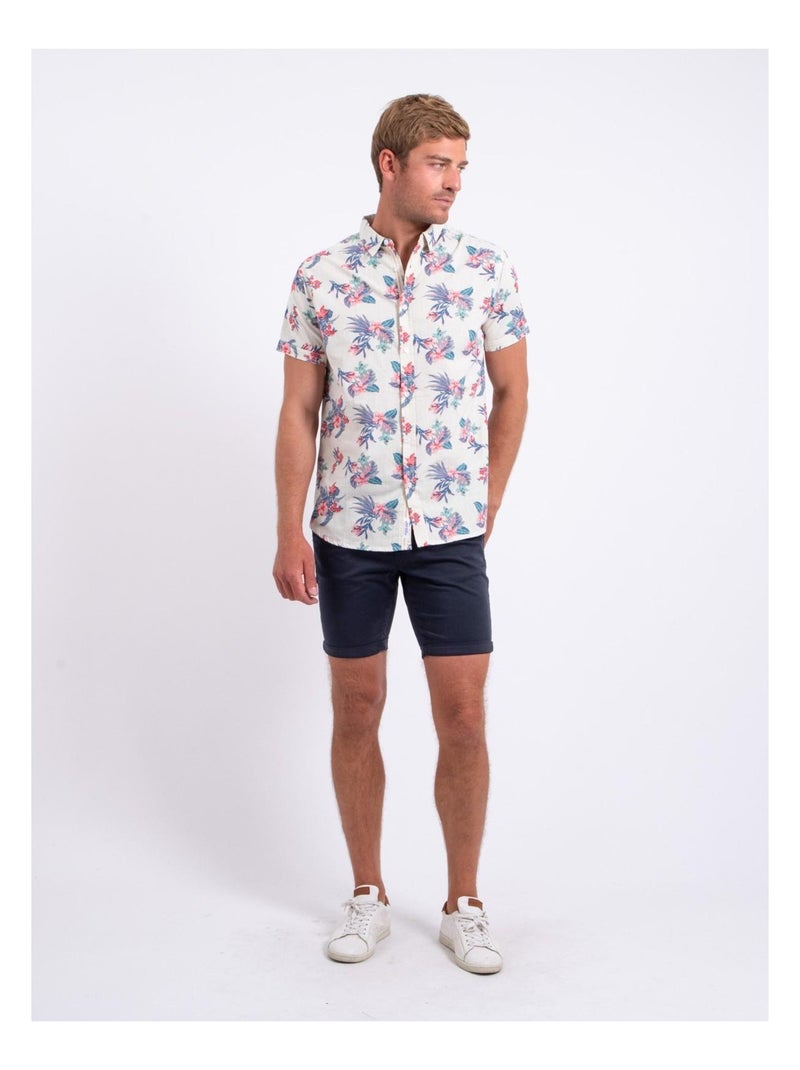 Camisa de manga corta de puro algodón estampada DORIDA Blanco - Kiabi