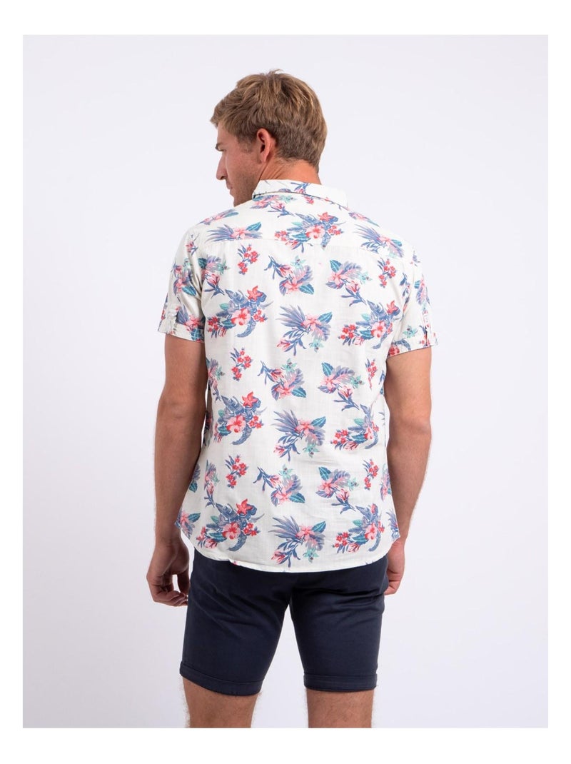 Camisa de manga corta de puro algodón estampada DORIDA Blanco - Kiabi