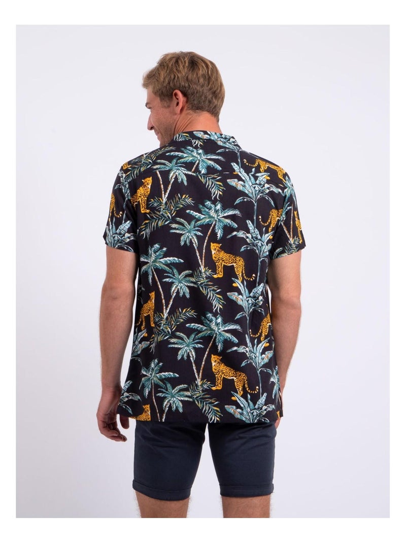 Camisa de manga corta de puro algodón estampada DOUBAKAR Negro - Kiabi