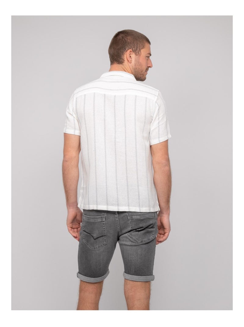 Camisa de manga corta de rayas DERMUNIK Crudo - Kiabi