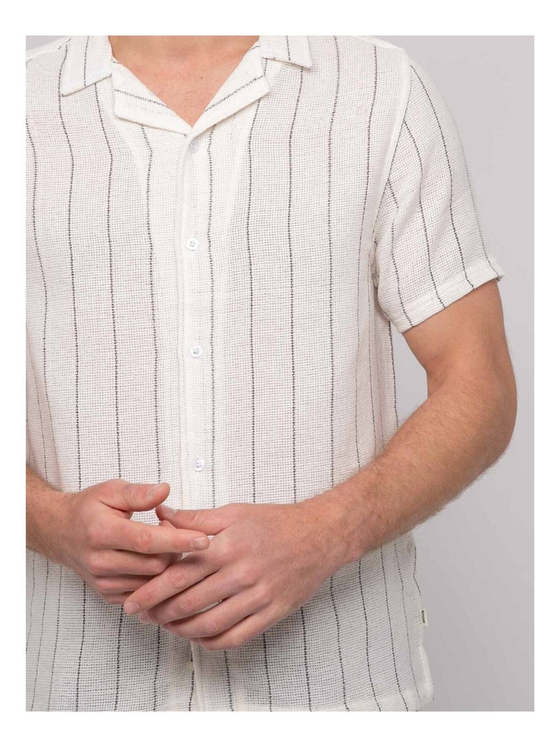 Camisa de manga corta de rayas DIVUGO Crudo - Kiabi