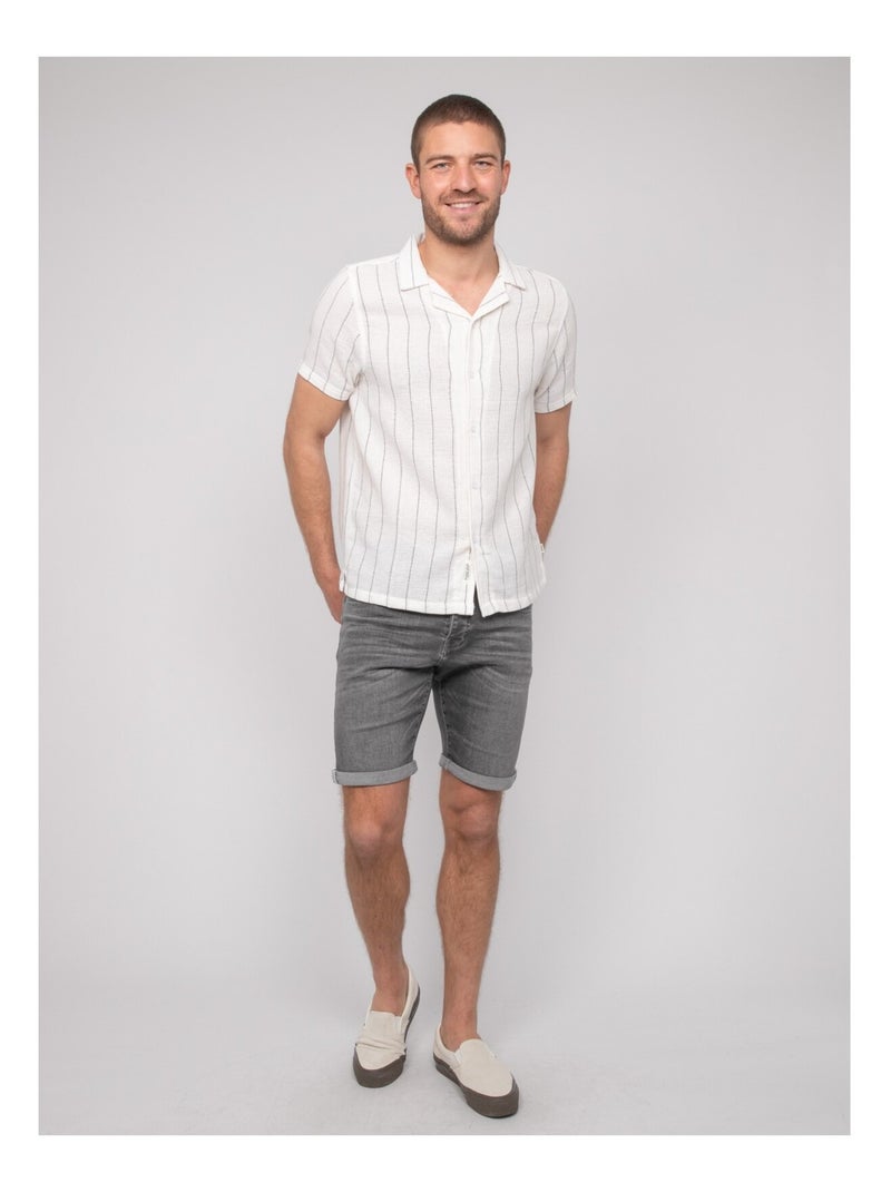 Camisa de manga corta de rayas DIVUGO Crudo - Kiabi