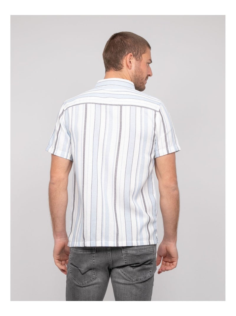 Camisa de manga corta de rayas DOUPARICO Azul cielo - Kiabi
