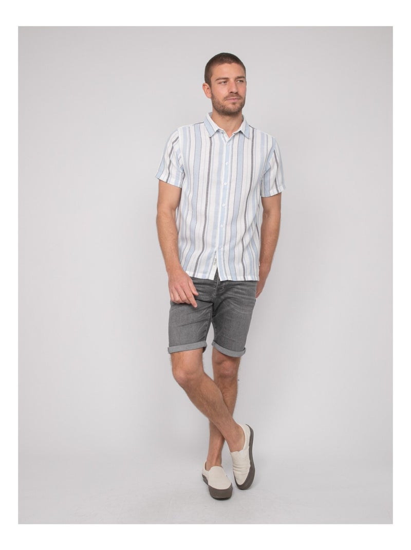 Camisa de manga corta de rayas DOUPARICO Azul cielo - Kiabi