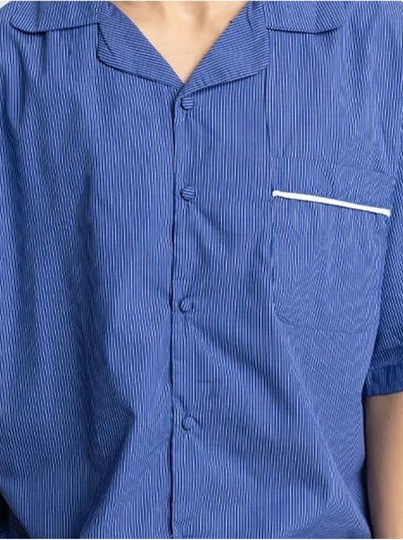 Camisa de manga corta de rayas finas giesto Azul - Kiabi