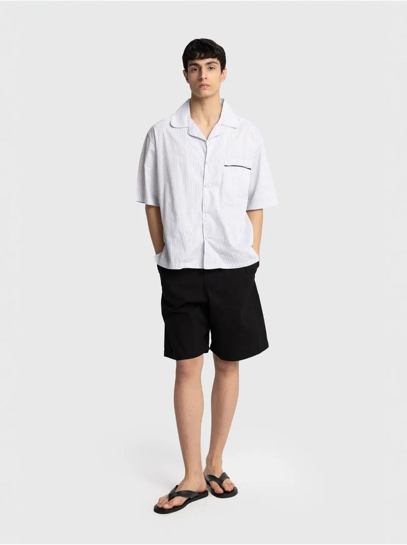 Camisa de manga corta de rayas finas giesto Blanco - Kiabi