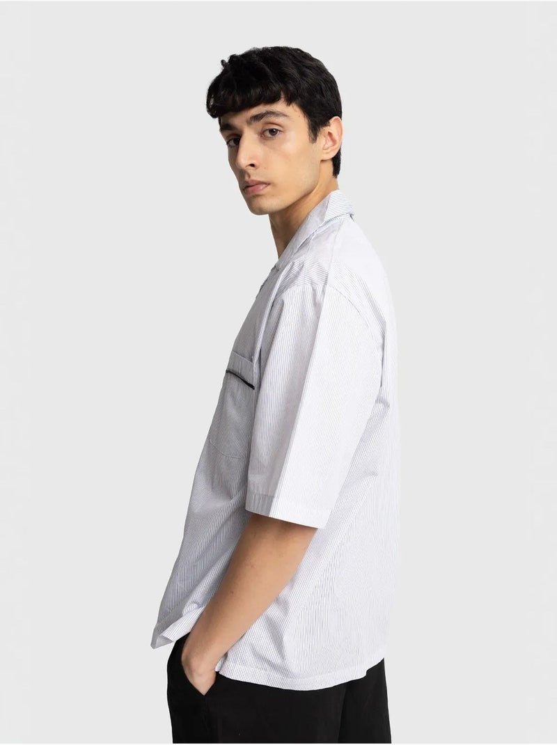 Camisa de manga corta de rayas finas giesto Blanco - Kiabi