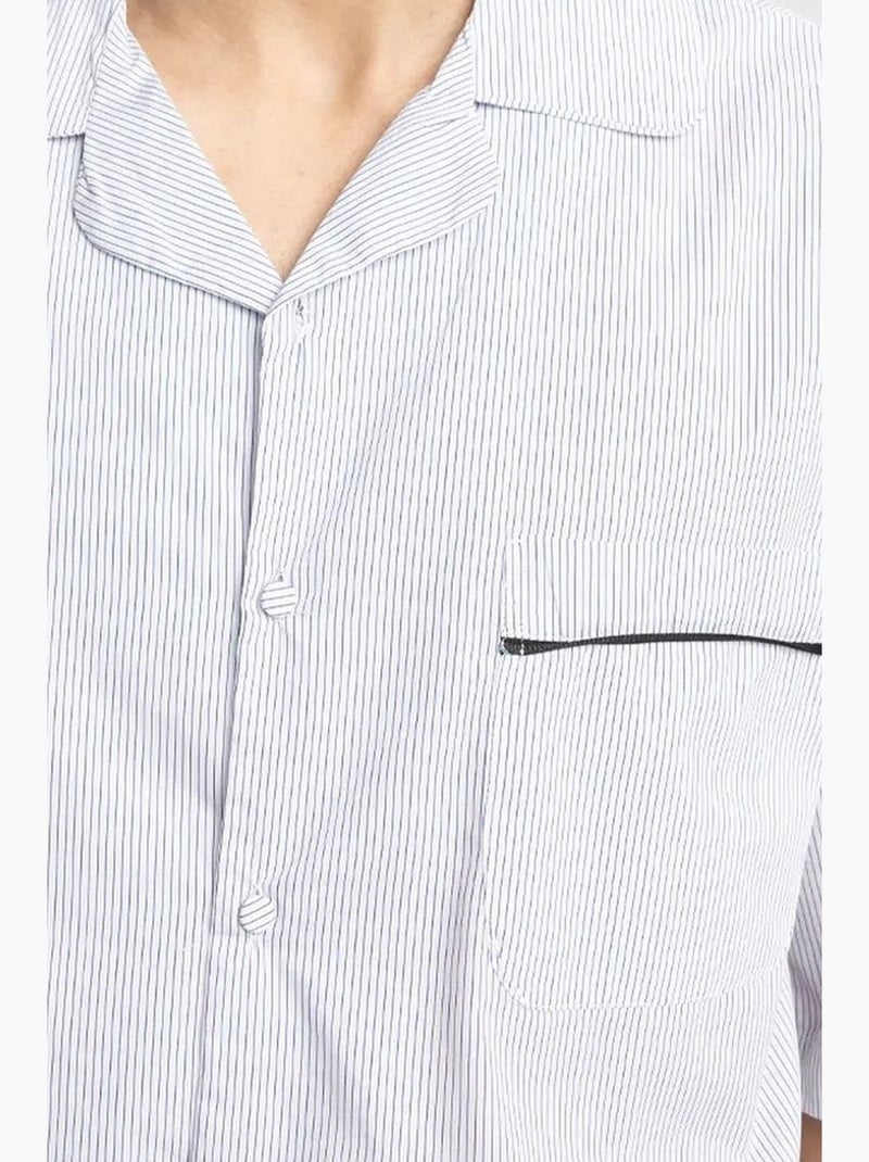 Camisa de manga corta de rayas finas giesto Blanco - Kiabi