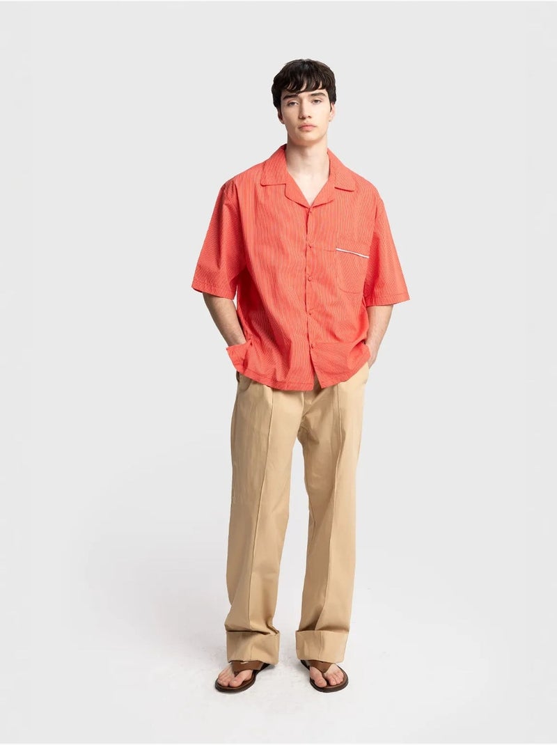 Camisa de manga corta de rayas finas giesto Coral - Kiabi