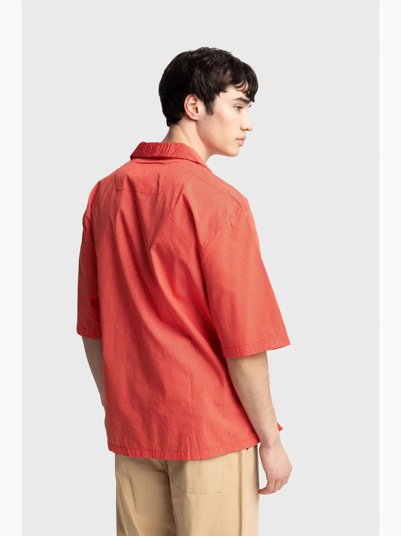 Camisa de manga corta de rayas finas giesto Coral - Kiabi
