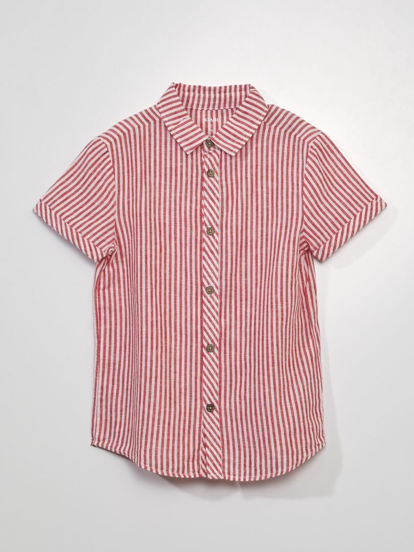 Camisa de manga corta de rayas ROJO - Kiabi